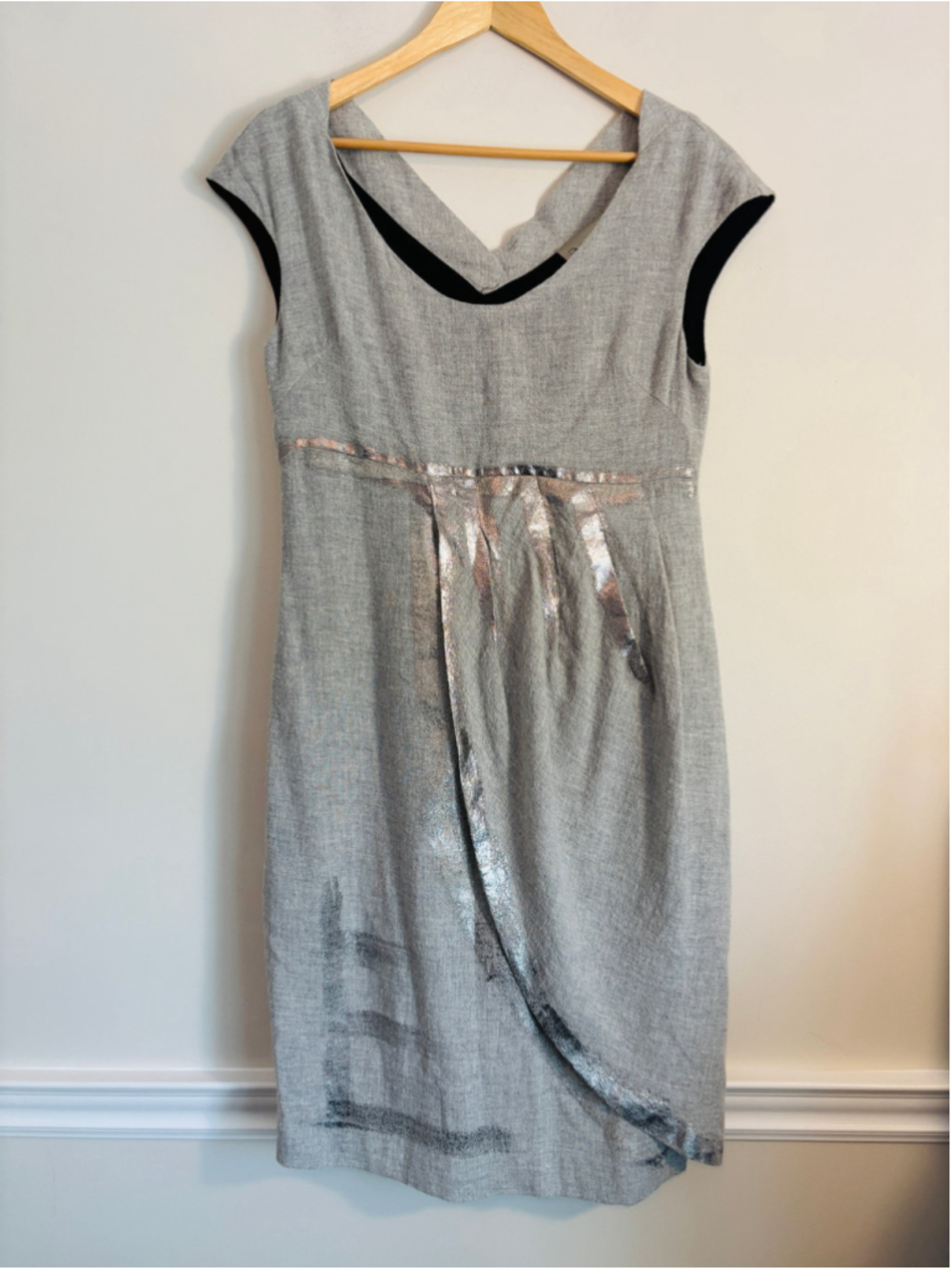 Elisa Cavaletti Gray Silver Sheath Dress Made In Italy Medium